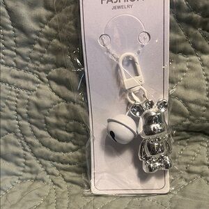 Stylish Silver Bear Keychain with Bell